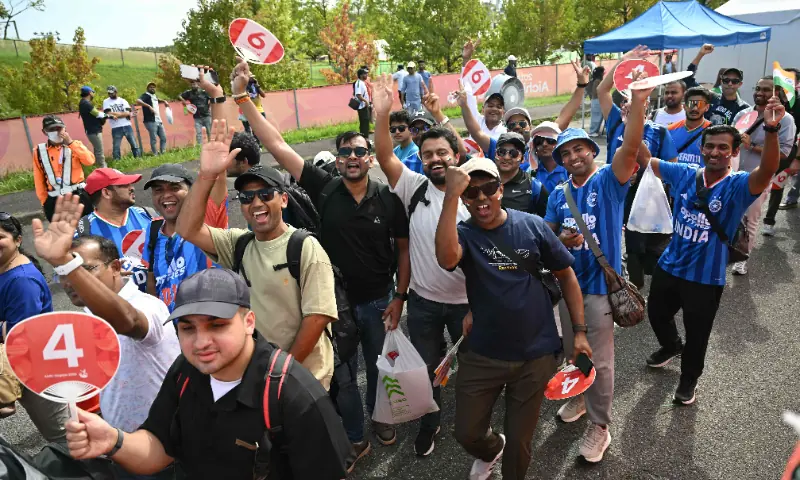 Indian fans arrive for the men’s cricket final between Pakistan and India during the 2026 Asian Games at the Korogi Athletic Park in Nisshin on October 3, 2026. — AFP