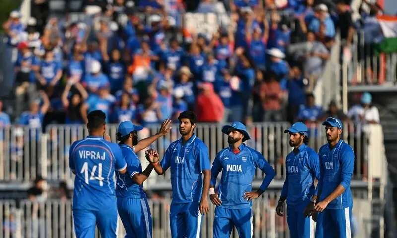 India’s players celebrate the dismissal of Pakistan’s Abdul Samad during the men’s cricket final match between Pakistan and India during the 2026 Asian Games at the Korogi Athletic Park in Nisshin on October 3, 2026. — AFP