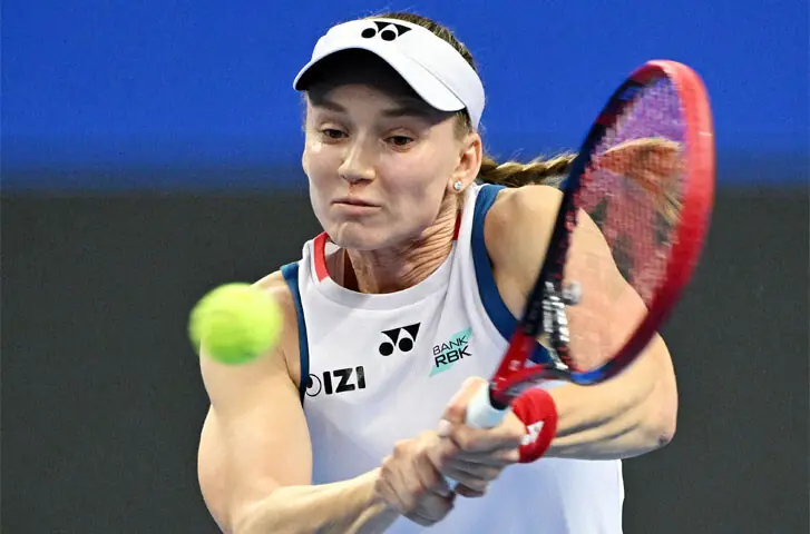KAZAKHSTAN’S Elena Rybakina returns a shot against Armenia’s Alina Charaeva during their China Open round-of-64 match at the National Tennis Centre on Saturday.—AFP