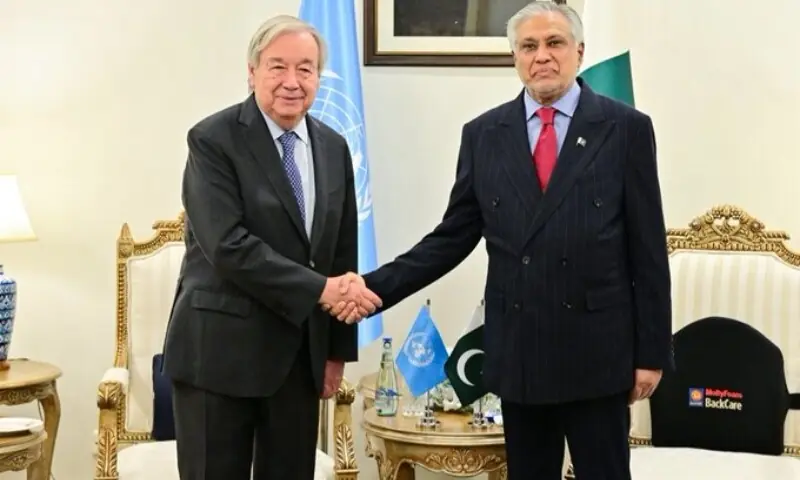 Dar, UN chief Guterres discuss regional, global peace and security issues