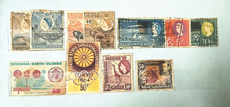 Stamps belonging to a colonial territory in East Africa that ceased to exist in 1960s