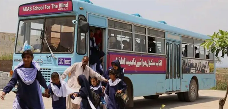 The bus is bringing visually impaired children to school. — Photos by the writer