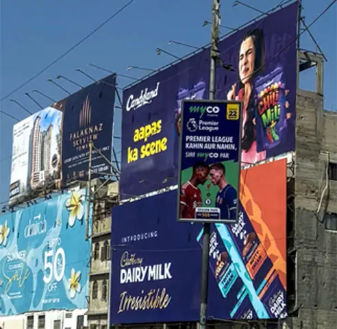 Giant billboards installed on residential premises alongside the Nursery flyover.—Fahim Siddiqi / White Star