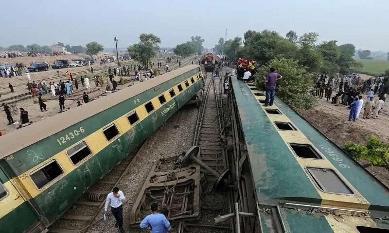 Rescue workers search for the victims following the derailment of passenger train Rehman Baba Express on the outskirts of Multan on October 13, 2026. &mdash; AFP