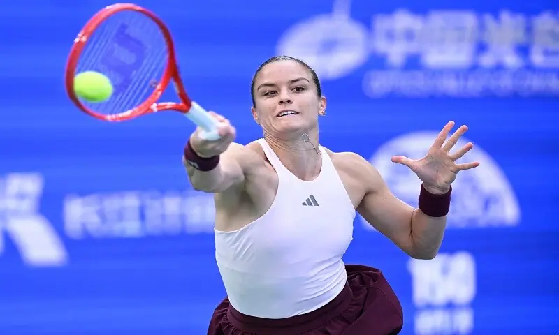 Greece’s Maria Sakkari in action during the Wuhan Open round-of-32 match against Ukraine’s Marta Kostyuk at the Dongfeng Voyah Centre Court in Wuhan, China, on October 13, 2026. —AFP