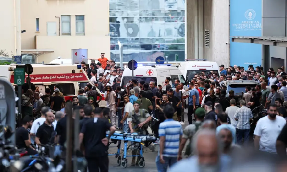 Ambulances arrive at American University of Beirut Medical Center (AUBMC) as more than 1,000 people, including Hezbollah fighters and medics, were wounded when the pagers they use to communicate exploded across Lebanon, according to a security source, in Beirut, Lebanon on September 17, 2024. —Reuters/File