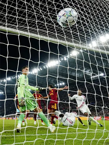   ROME: Real Madrid&rsquo;s Antonio Rudiger (second R) scores during the match against Roma at Stadio Olimpico.&mdash;Reuters  