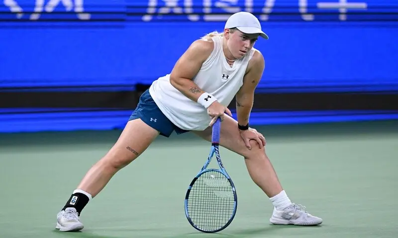 Britain’s Sonay Kartal reacts after a point during the Wuhan Open final against Poland’s Maja Chwalinska at the Optics Valley International Tennis Centre in Wuhan, China, on October 18, 2026. —AFP