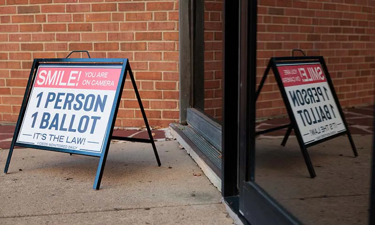 Signage outside of a mail-in ballot drop box in Doylestown, Pennsylvania, the US on October 20, 2026. &mdash; Reuters