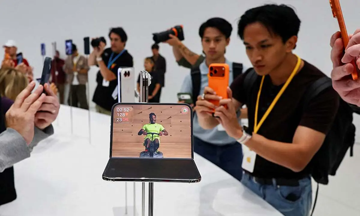 The new foldable iPhone Duo is on display during Apple&rsquo;s event at the Steve Jobs Theatre in Cupertino, California, the US on September 9, 2026. &mdash; Reuters/File