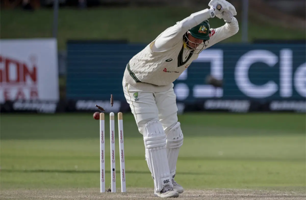 GQEBERHA: Australian batter Matt Renshaw is bowled by South African pacer Kagiso Rabada during their second Test at St George’s Park on Wednesday.—AFP