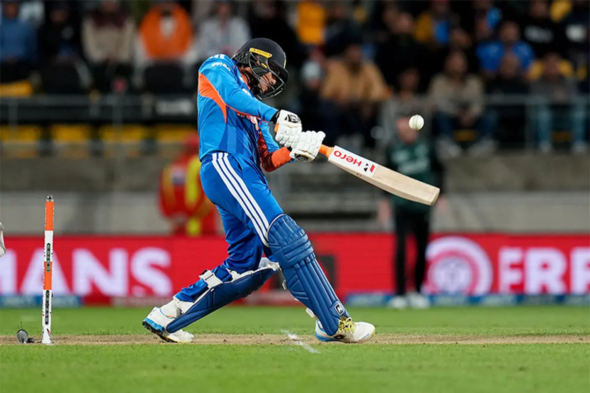 Indian opener Abhishek Sharma plays a shot during the third Twenty20 International against New Zealand at the HNRY Stadium on Tuesday.—AFP