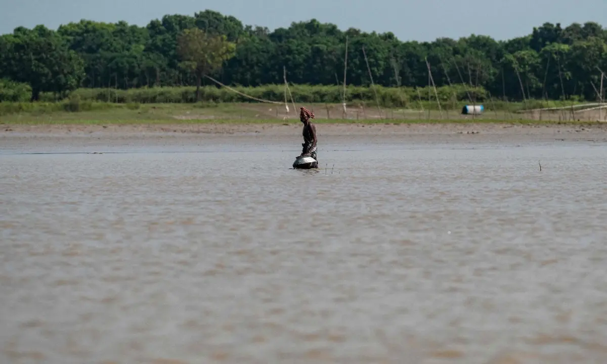 This photograph taken on October 13, 2026 shows a fisherman wading through the Padma river at Ramnathpur village, near the Bangladesh-India frontier in Bangladesh’s Rajshahi division. —AFP/File