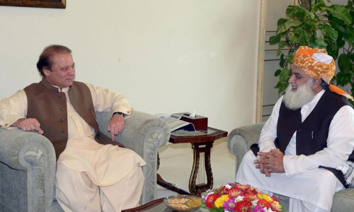 Fazl meets Nawaz; JUI-F to sit on treasury benches in NA, Senate Fazl meets Nawaz; JUI-F to sit on treasury benches in NA, Senate