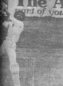 Raja lofts Garner for a first-ball six! Pakistan vs. WI, April, 1977.