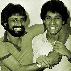 Wasim with brother Rameez after the latter was named the Pakistan U-19 team’s captain in 1981. Rameez went on to play and then briefly captain Pakistan. Today he is a respected TV commentator.