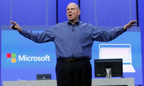 Ballmer goes out punching at last Microsoft employee meeting