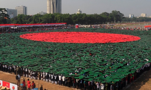 Bangladesh waves largest human flag Bangladesh waves largest human flag