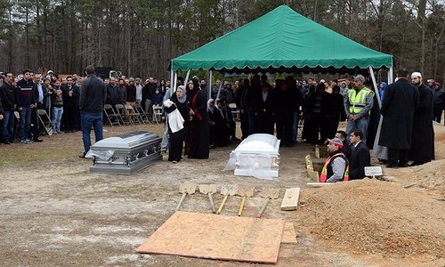 Thousands attend funerals of Muslim 'hate crime' victims in US Thousands attend funerals of Muslim 'hate crime' victims in US