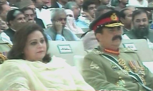 General Raheel Sharif at the Convention Centre event. ─ DawnNews screengrab