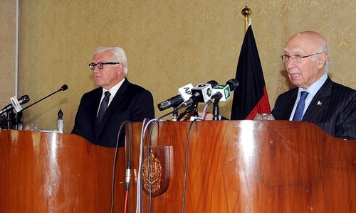 Haqqani network almost wiped out, Aziz assures German FM Haqqani network almost wiped out, Aziz assures German FM