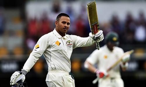 Khawaja pinching himself after emotional Test ton