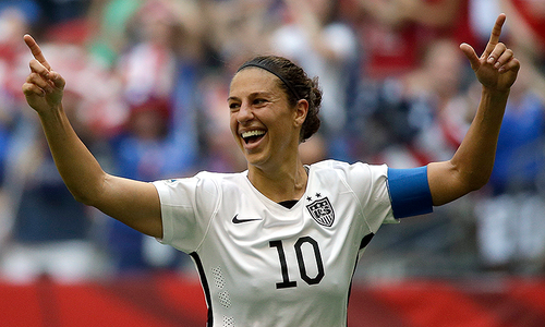 Carli Lloyd takes on Messi for best goal award