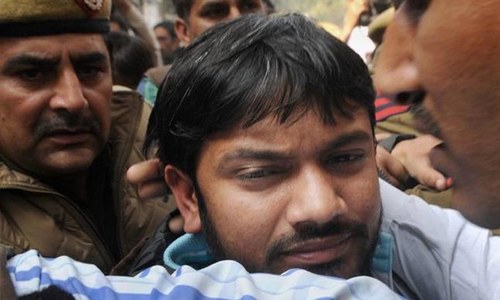 کنہیا کمار کو سخت سیکیورٹی میں جیل لایا گیا&mdash;۔فوٹو/ بشکریہ انڈیا ٹوڈے