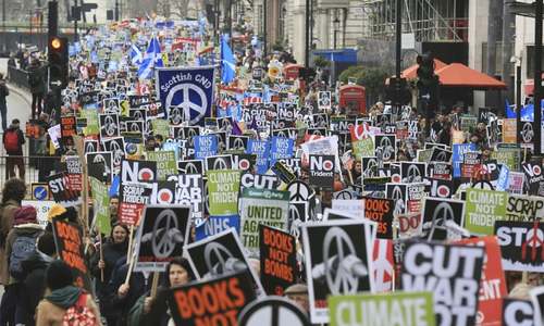 Thousands join anti-nuclear weapons march in London Thousands join anti-nuclear weapons march in London