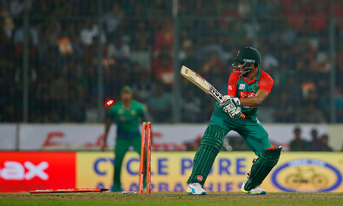 Asia Cup: Shakib reprimanded for 'hitting' stumps