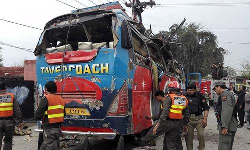 15 killed as bomb rips through bus carrying govt employees in Peshawar