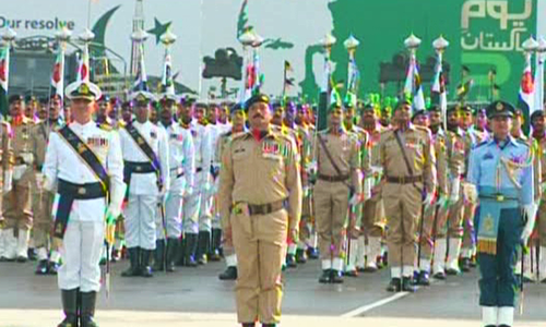Armed forces display military might on Pakistan Day