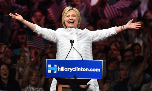 Hailing a milestone, Clinton declares victory in Democratic race Hailing a milestone, Clinton declares victory in Democratic race