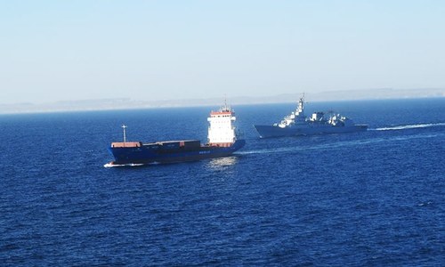 CPEC ships  being guarded  by navy vessels