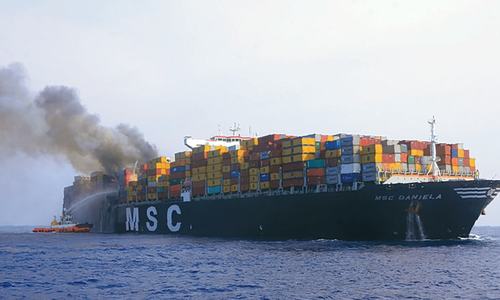 Mega container ship catches fire off Sri Lanka