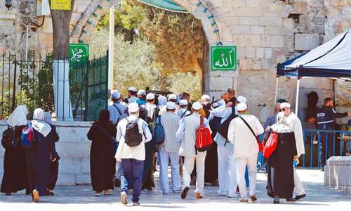 Palestinians pray outside holy site after Israeli restrictions