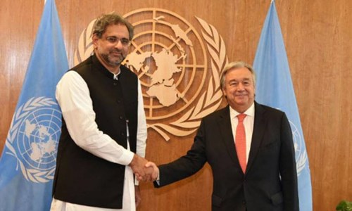 PM Abbasi shares dossier on Indian atrocities in IHK with UN chief