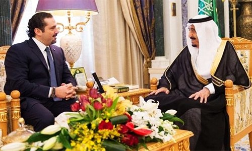Saudi king meets outgoing Lebanese PM Hariri