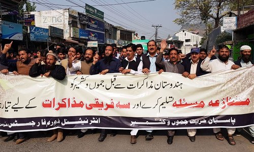Protests in Muzaffarabad against India-appointed interlocutor's visit to held Kashmir