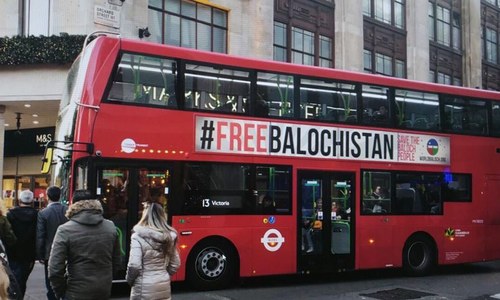 &lsquo;Free Balochistan&rsquo; messages removed from London buses