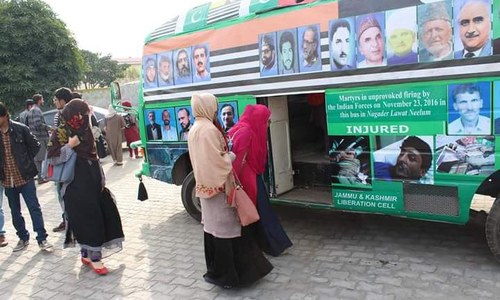 Demonstration marks anniversary of Indian attack on passenger bus