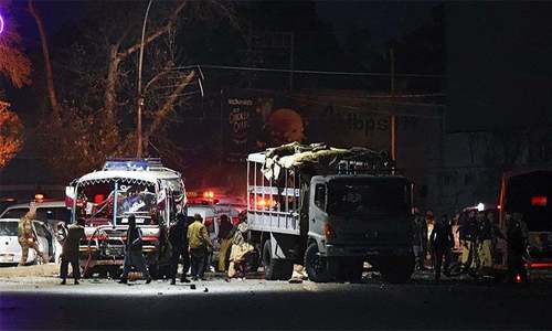 7 killed as suicide bomber targets police truck on Quetta's Zarghoon Road 7 killed as suicide bomber targets police truck on Quetta's Zarghoon Road