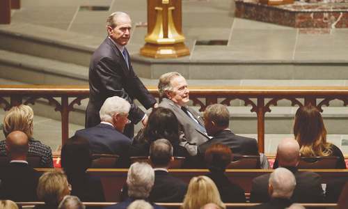 Past presidents, family and friends bid farewell to Barbara Bush