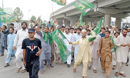 PML-N workers protest nomination of ex-MNA for PP-18