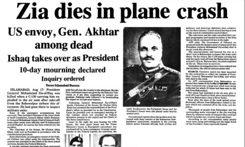 Dawn investigations: Mystery still surrounds Gen Zia&rsquo;s death, 30 years on