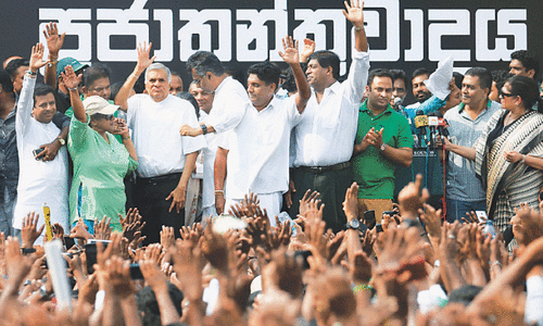 Thousands attend rally in support of ousted Lankan PM