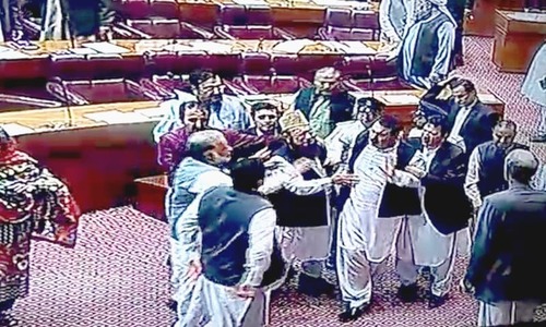 Govt, opposition come to blows in NA as PPP lawmaker terms deal with protesters a 'surrender'
