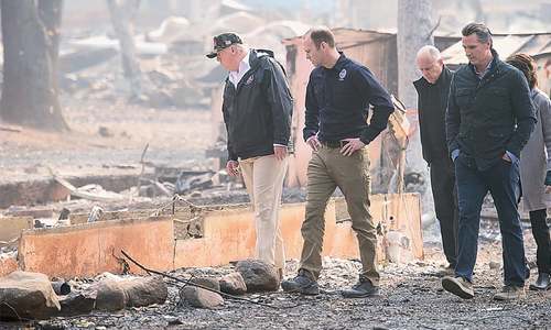 &lsquo;Sad&rsquo; Trump visits fire-wracked California, blames mismanagement