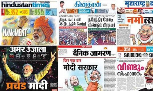 &lsquo;NaMoment&rsquo;: How  India's front pages reported Narendra Modi&rsquo;s huge mandate for a second term