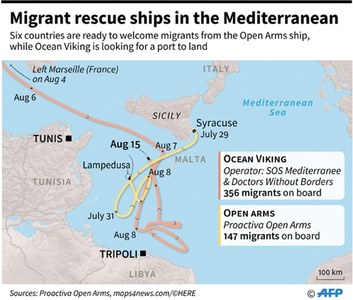 Six EU nations ready to take in migrants on boat